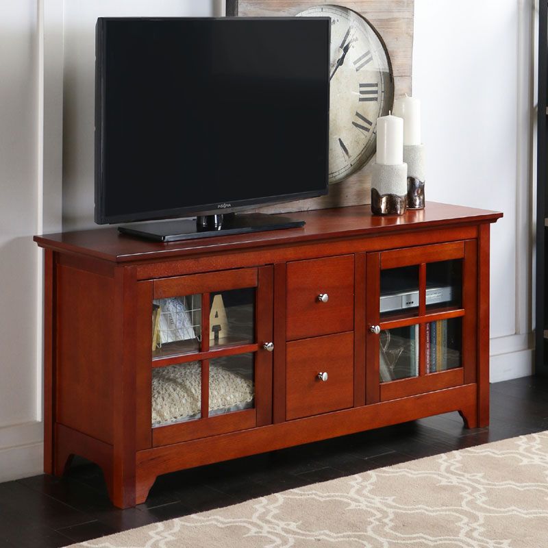 Walker Edison Solid Wood Tv Console For Up To 55 Flat Pertaining To Wood Tv Floor Stands (View 10 of 15)