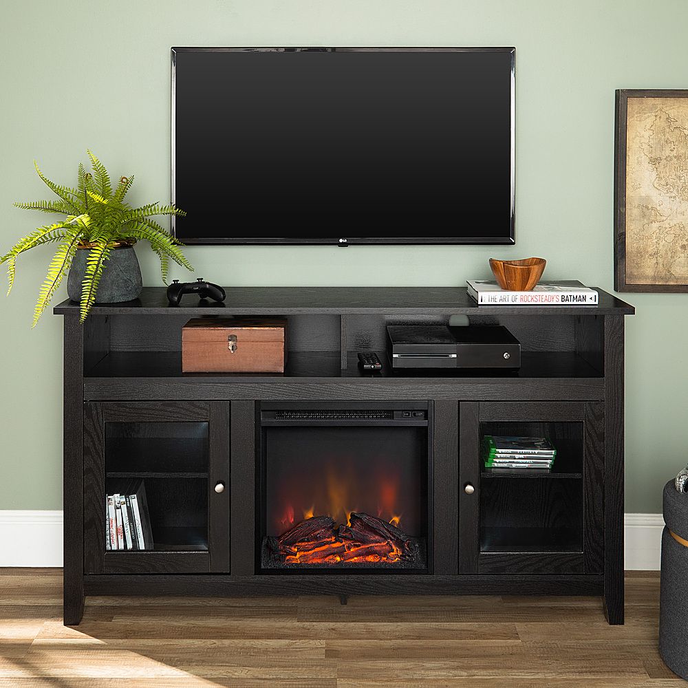 Walker Edison Tall Fireplace Cabinet Tv Stand For Most Pertaining To Tall Tv Stands For Flat Screen (View 1 of 15)