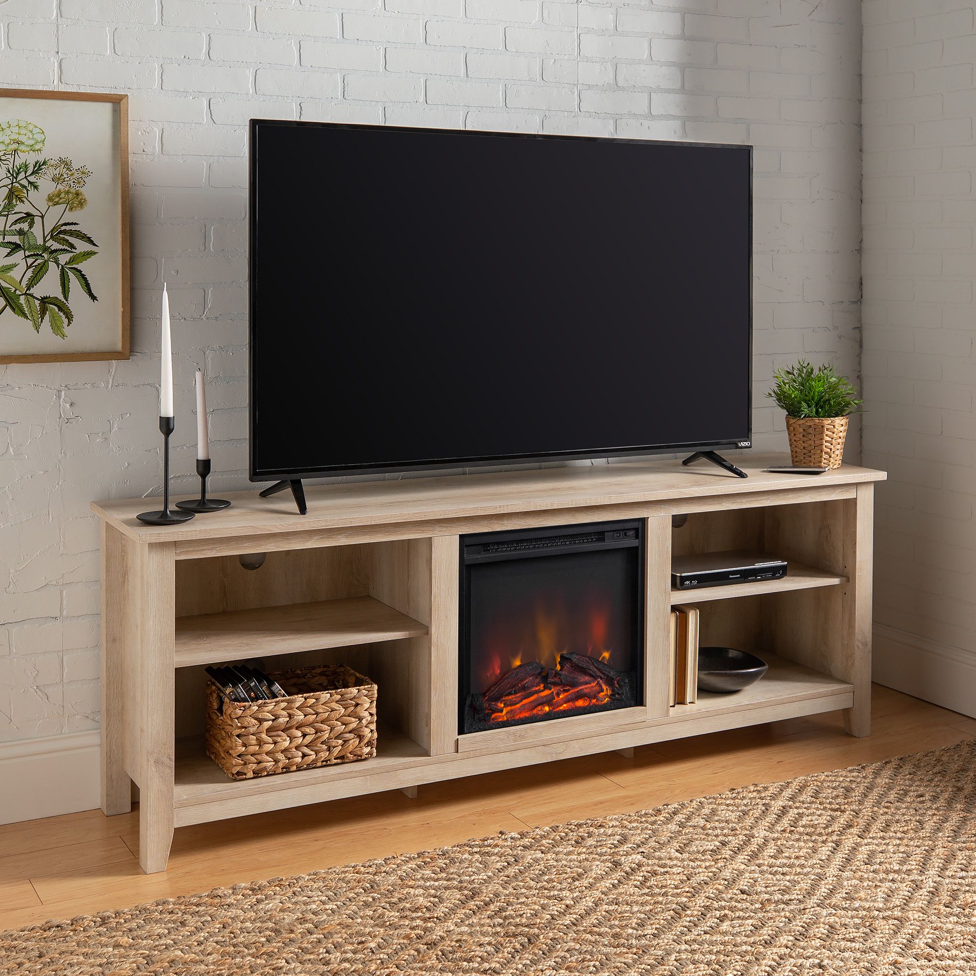 Walker Edison Traditional Fireplace Tv Stand For Tvs Up To Regarding Ansel Tv Stands For Tvs Up To 78&quot; (Photo 2 of 15)