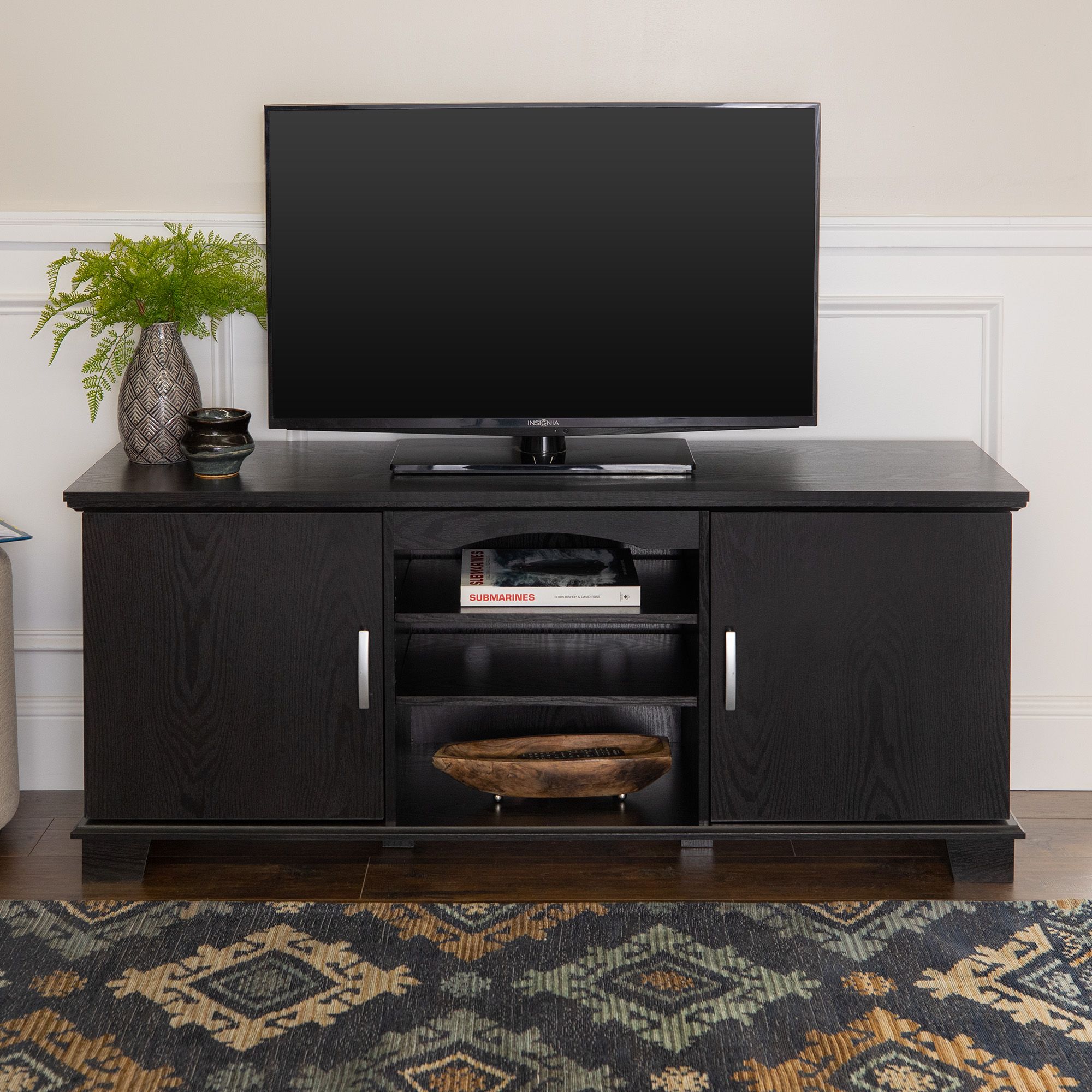 Walker Edison Transitional Tv Stand For Tvs Up To 66 Intended For Owen Retro Tv Unit Stands (Photo 8 of 15)