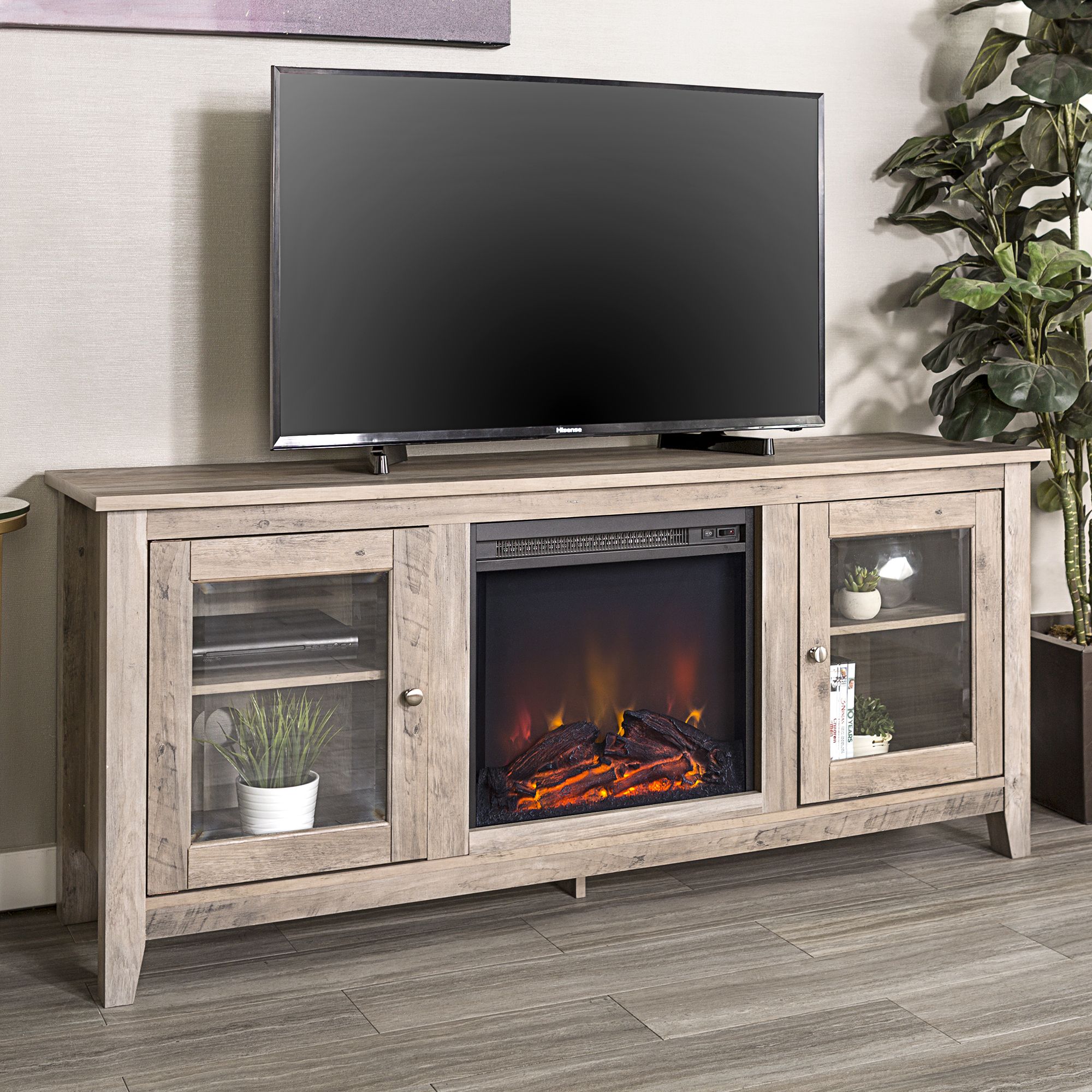 Walkeredison Furniture 58" Wood Media Tv Stand Console Intended For Delphi Grey Tv Stands (View 7 of 15)