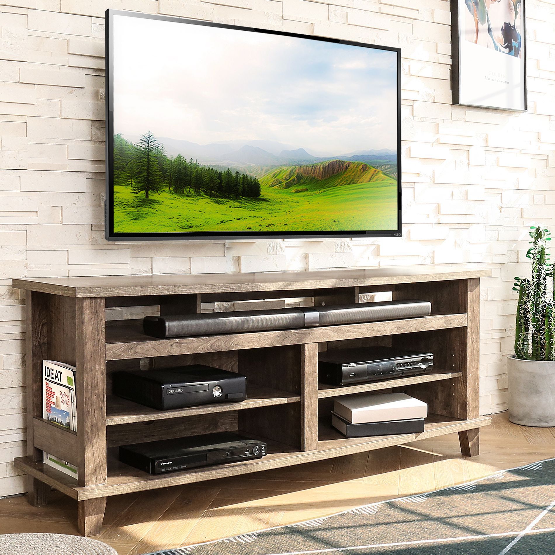 Wampat 58" Tv Stand For Tv's Up To 70" Flat Screen With Regard To Oak Tv Stands For Flat Screen (Photo 1 of 15)