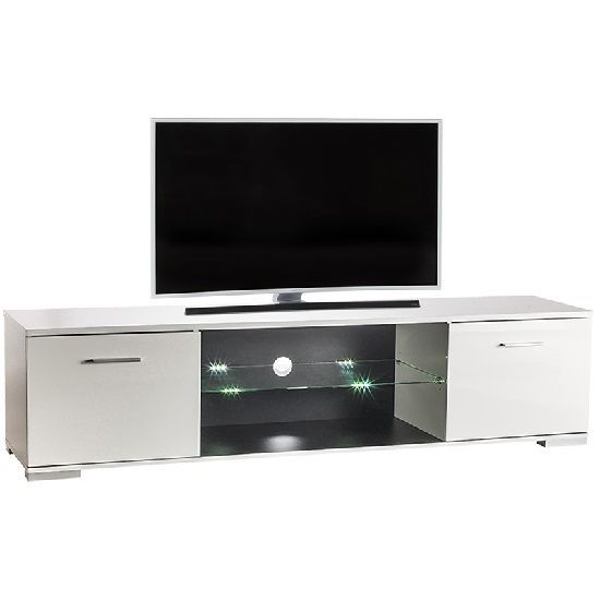 Warso Tv Stand In White With High Gloss Fronts With Led Intended For White High Gloss Corner Tv Stand (View 12 of 15)