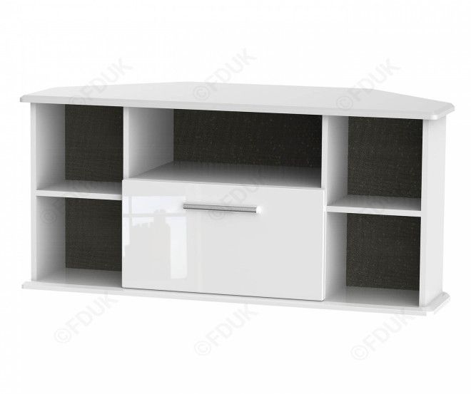 Welcome Furniture Knightsbridge White High Gloss 1 Drawer With High Gloss Corner Tv Unit (Photo 7 of 15)