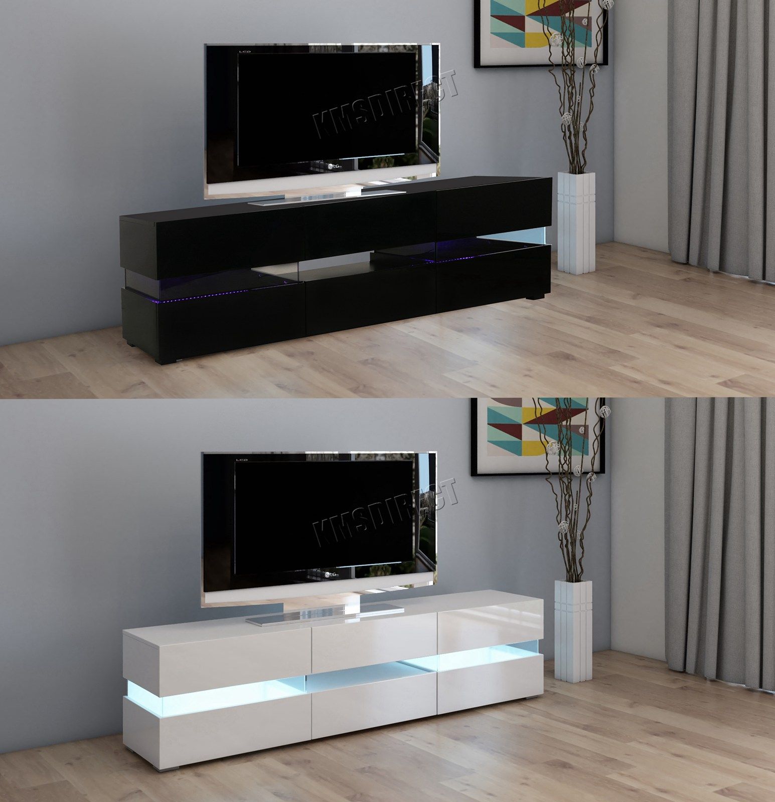 Westwood Modern Led Tv Unit Stand Cabinet – High Gloss With Modern Black Tv Stands On Wheels (Photo 11 of 15)