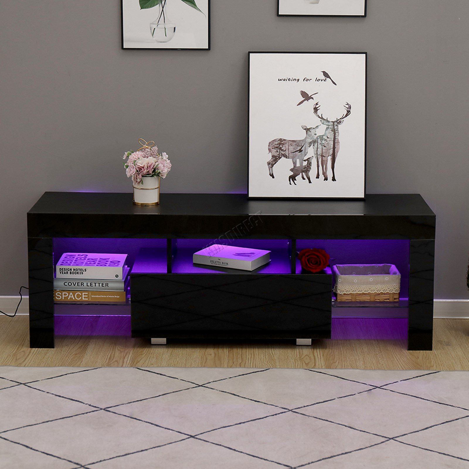 Westwood Morden High Gloss Matt 130cm Tv Cabinet Unit Inside Zimtown Tv Stands With High Gloss Led Lights (View 4 of 15)
