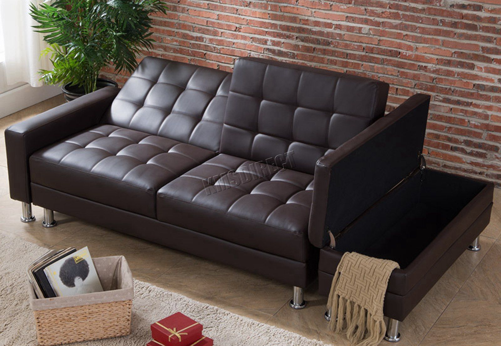 Westwood Pu Sofa Bed With Storage 3 Seater Guest Sleeper In Liberty Sectional Futon Sofas With Storage (View 1 of 15)