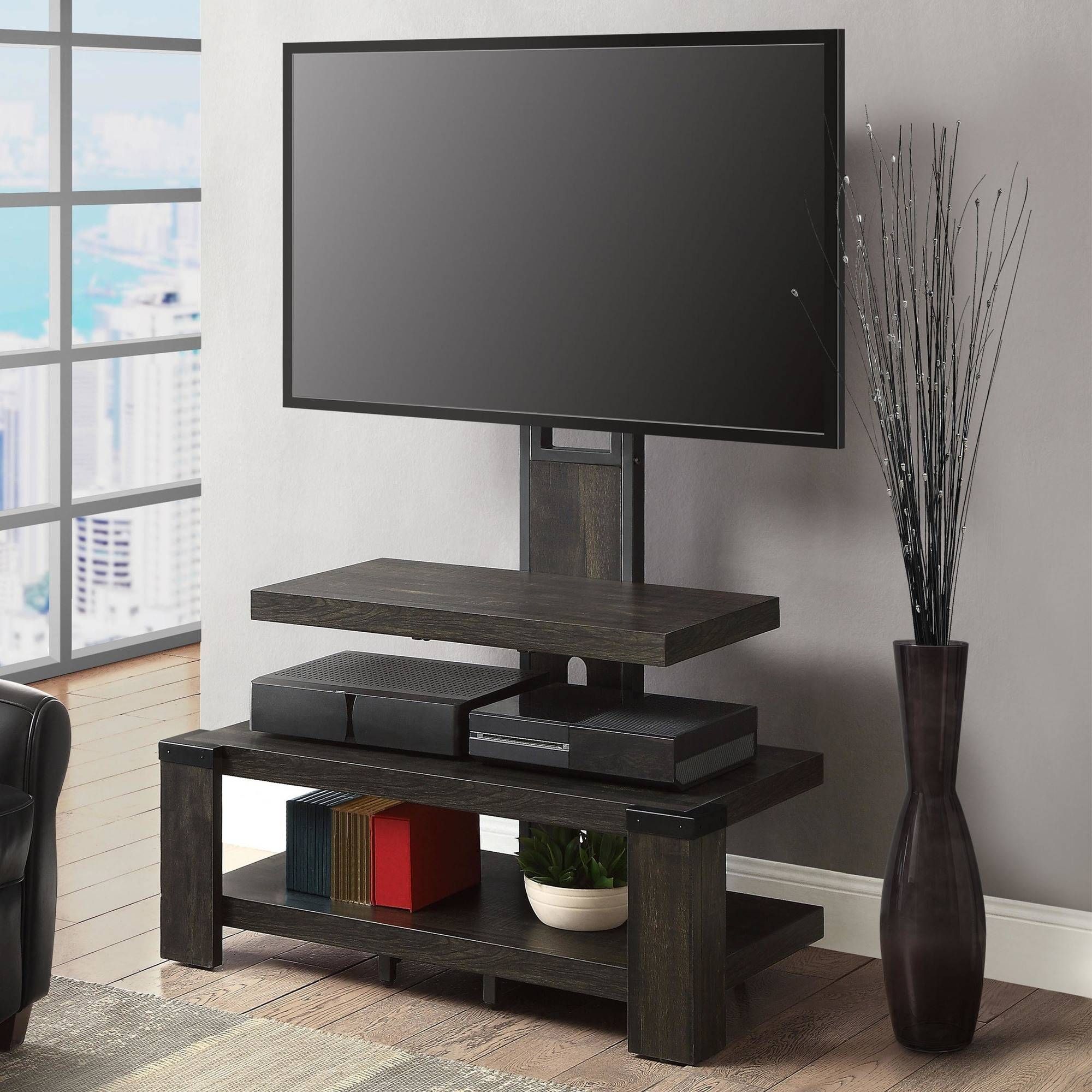 Whalen 3 Shelf Television Stand With Floater Mount For Tvs Throughout Wall Mounted Tv Cabinets For Flat Screens (View 15 of 15)
