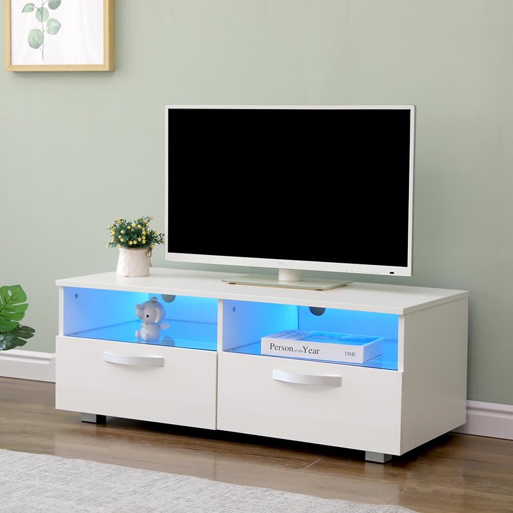 White 100cm Tv Stand Gloss Front Television Cabinet Inside Tv Unit 100cm (Photo 1 of 15)