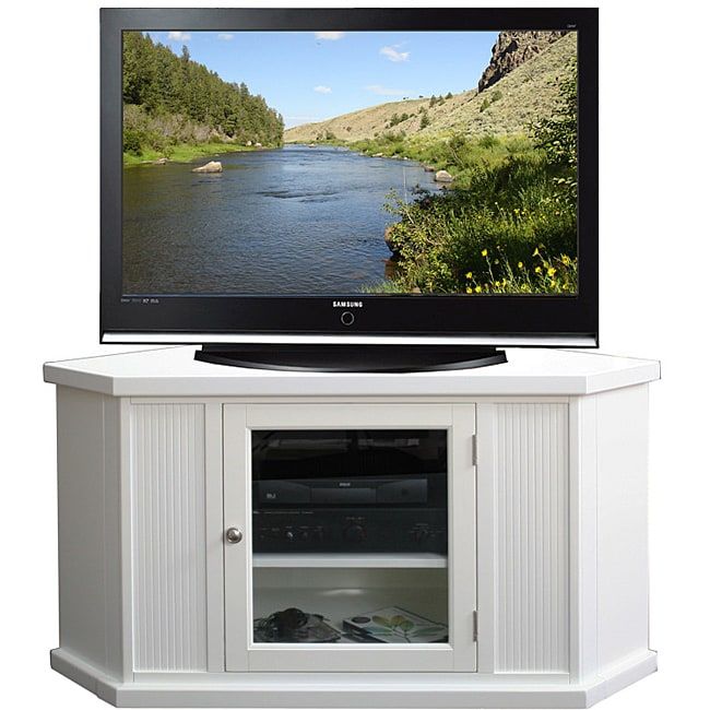 White 46 Inch Corner Tv Stand & Media Console – 14015287 With Regard To Corona White Corner Tv Unit Stands (Photo 10 of 15)