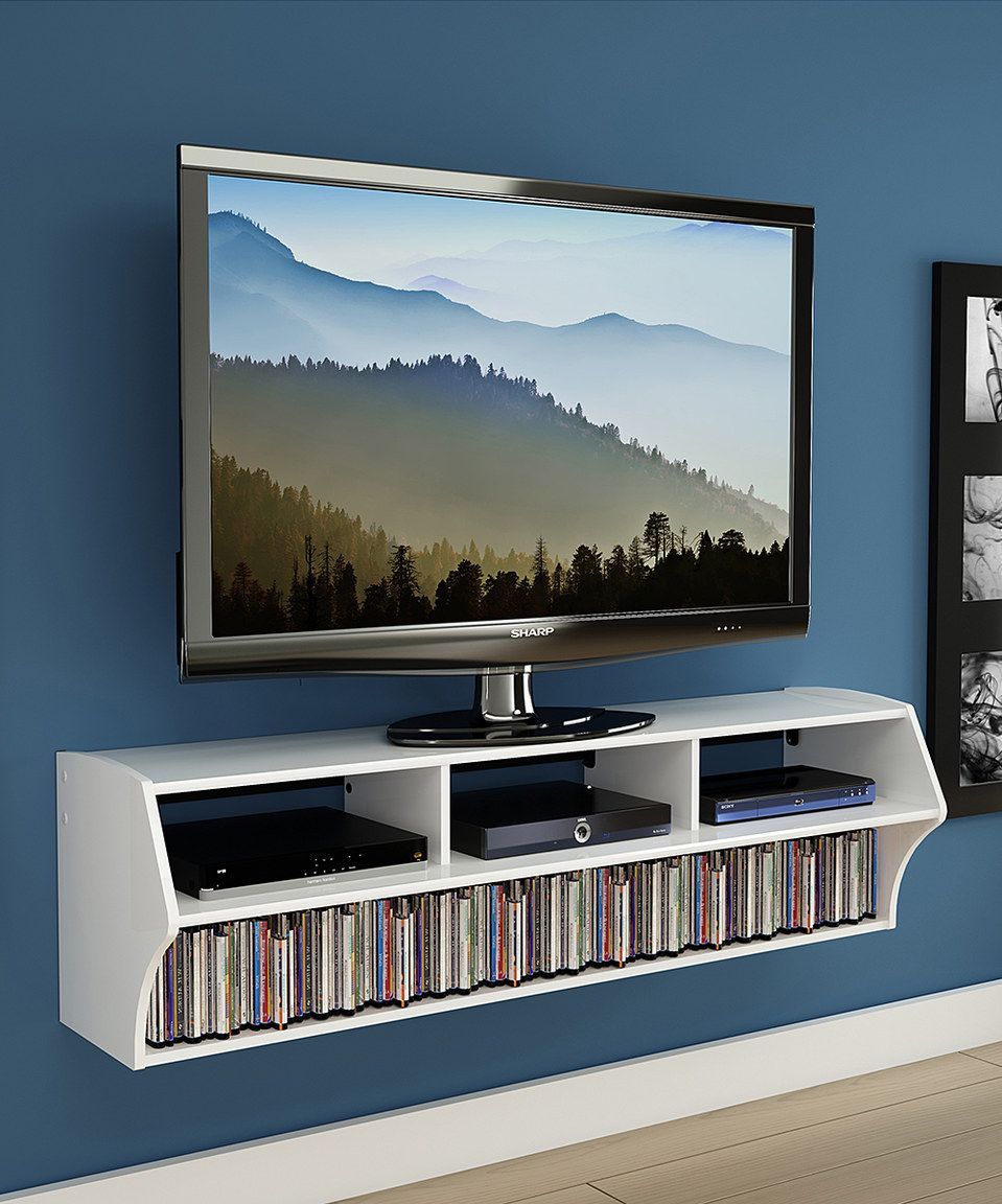 White Altus 58" Floating Tv Stand | Tv Wall Shelves, Wall Pertaining To White Wall Mounted Tv Stands (View 5 of 15)