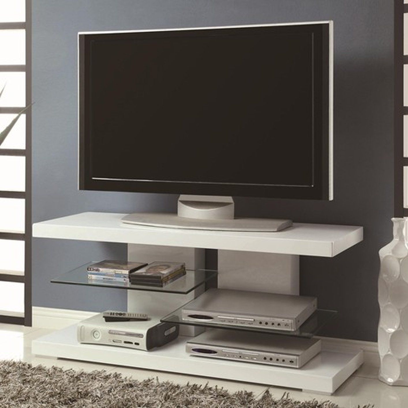 White Glass Tv Stand – Steal A Sofa Furniture Outlet Los Pertaining To All Modern Tv Stands (View 13 of 15)