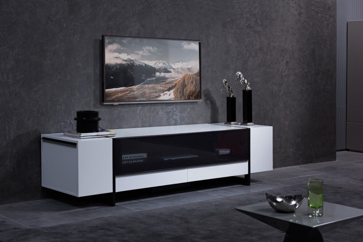 White Gloss Media Unit With Lots Of Storage Compartments Inside Hannu Tv Media Unit White Stands (View 13 of 15)