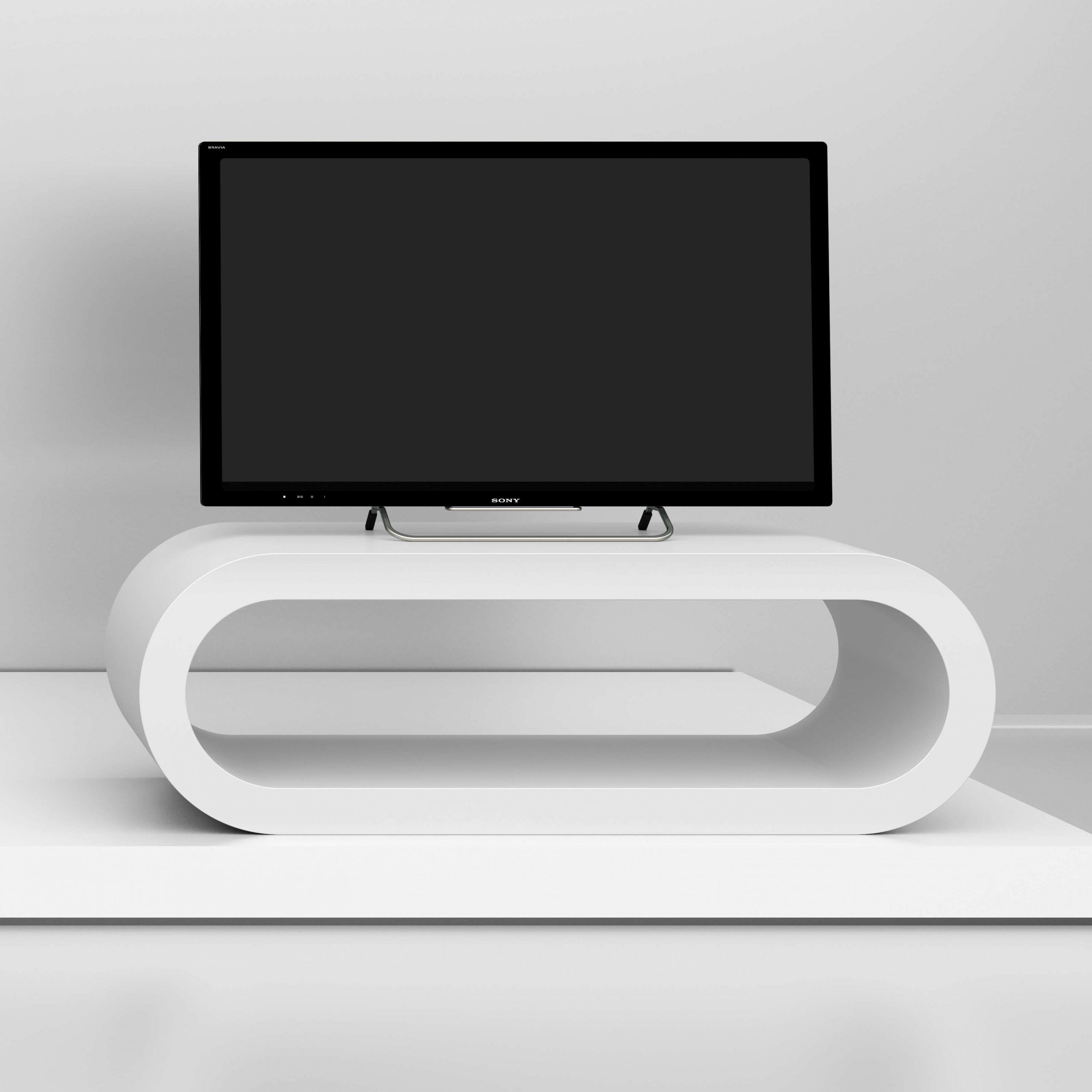 White Gloss Tv Stand – Medium Hoop – Zespoke Inside White Gloss Tv Stands (View 8 of 15)