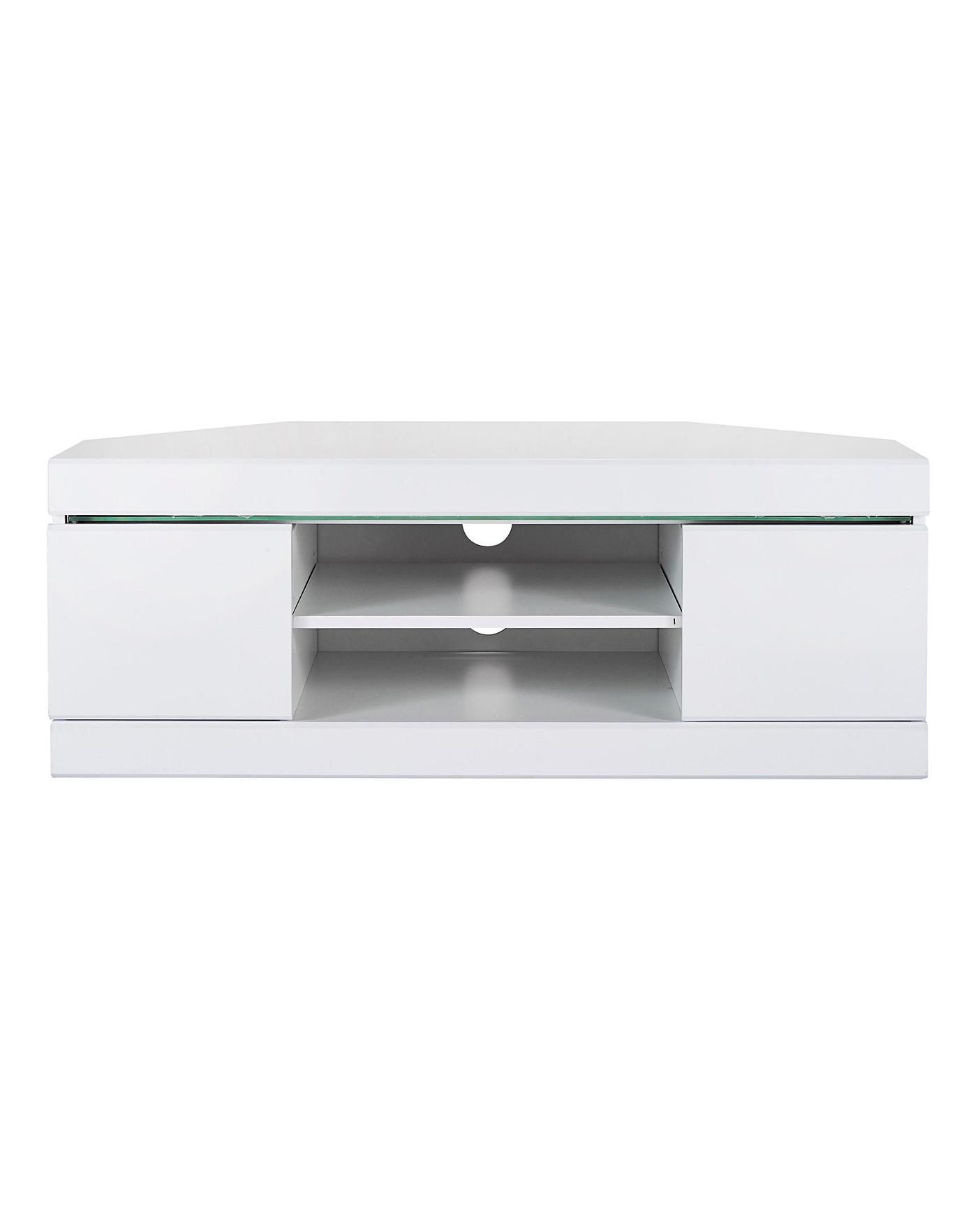White High Gloss Corner Tv Cabinet • Patio Ideas With Gloss Corner Tv Unit (View 5 of 15)
