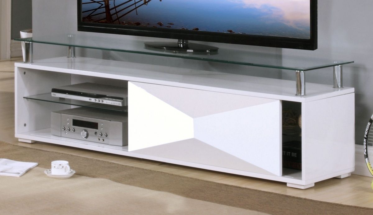 White High Gloss Television Unit With Glass Top – Homegenies Pertaining To White Gloss Tv Unit (Photo 11 of 15)