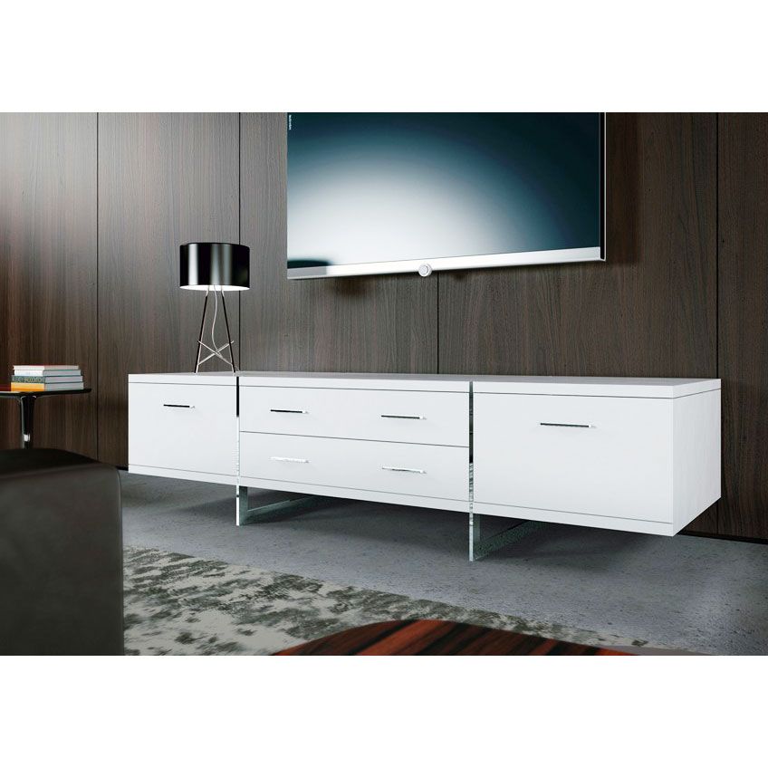 White Lacquer Media Console – Homesfeed Inside Long White Tv Cabinets (View 10 of 15)