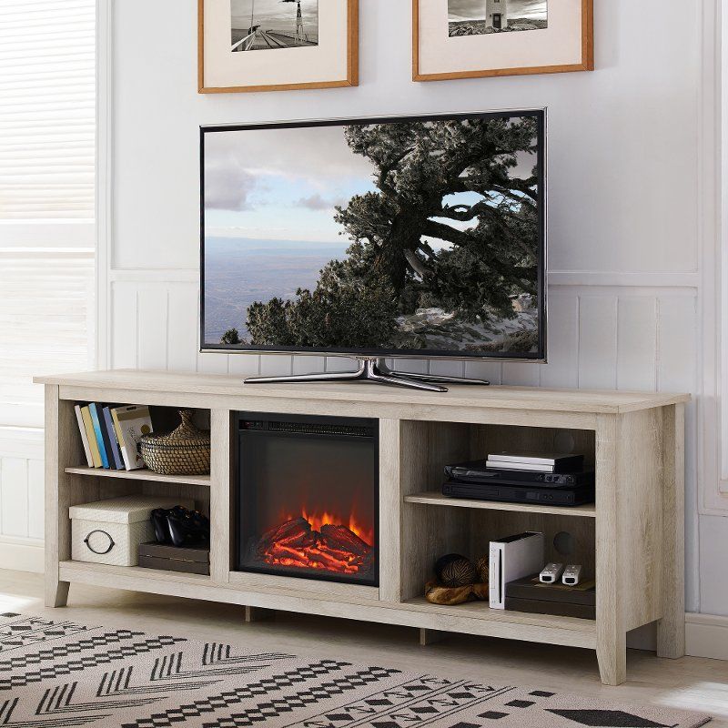 White Oak 70 Inch Rustic Fireplace Tv Stand | Rc Willey For Long Oak Tv Stands (View 5 of 15)