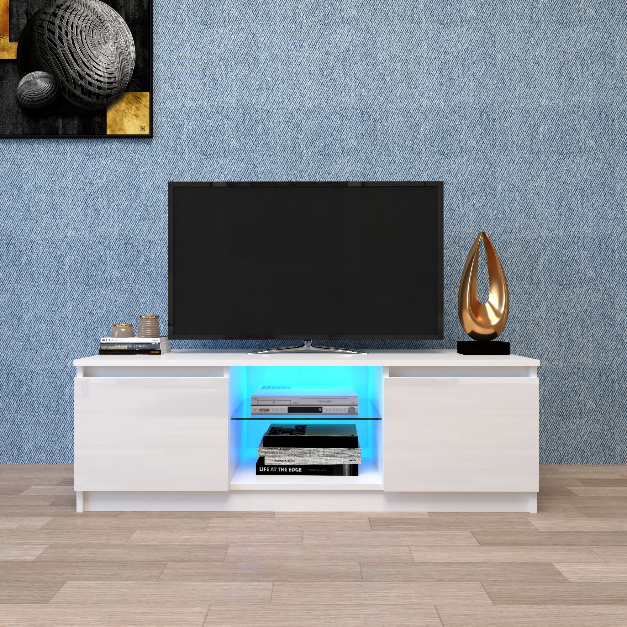 White Tv Stand With Led Lights, Corner Tv Stand With For Tv Stands White (View 14 of 15)