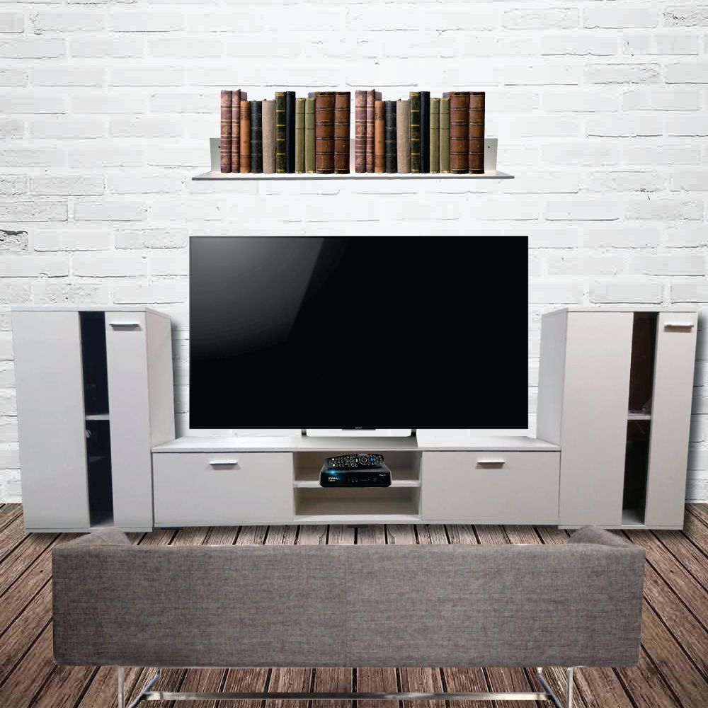 White Tv Stand With Rgb Led Lights G1 | Shop Online Now Regarding Tv Stands With Led Lights (Photo 11 of 15)