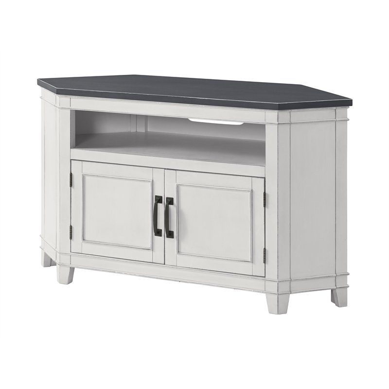 White Tv Stands, Looking For White Tv Stands? | Cymax Intended For Del Mar 50" Corner Tv Stands White And Gray (View 7 of 15)