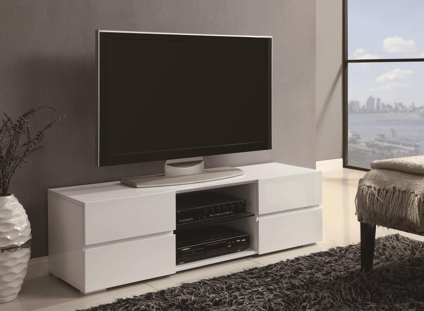 White Wood Tv Stand – Steal A Sofa Furniture Outlet Los Within Wooden Tv Cabinets (View 13 of 15)