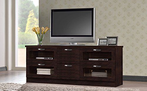 Wholesale Interiors Baxton Studio Adelino Wood Tv Cabinet Inside Dark Brown Tv Cabinets With 2 Sliding Doors And Drawer (Photo 6 of 15)