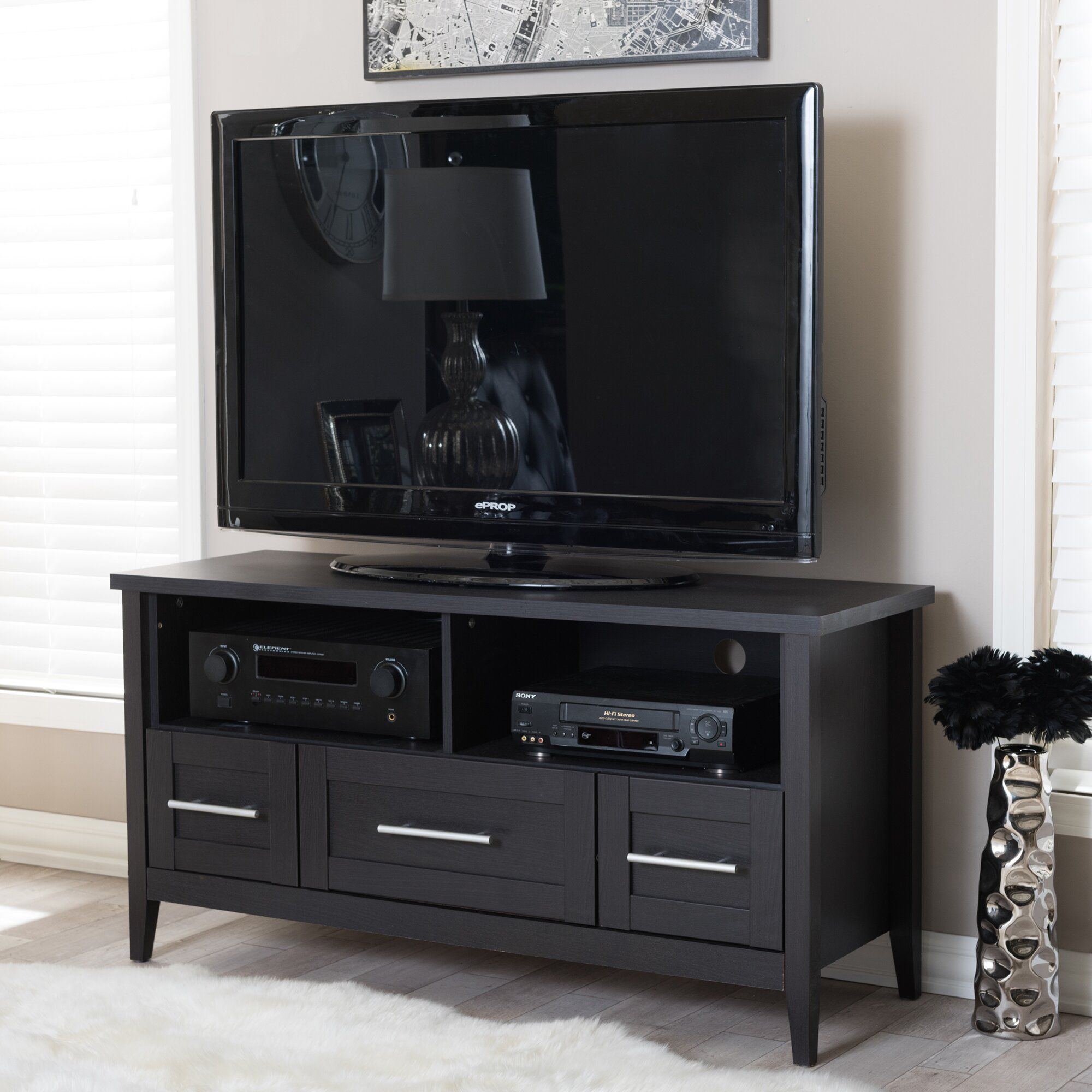 Wholesale Interiors Baxton Studio Tv Stand & Reviews | Wayfair For Cheap Oak Tv Stands (View 4 of 15)