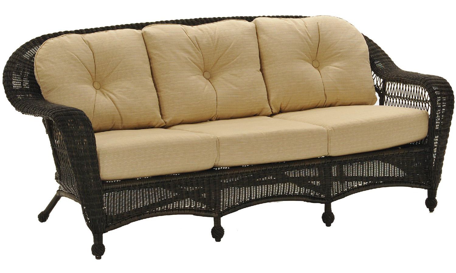 Wicker Sofa Bed Cancun Palm Upholstered Rattan Wicker Sofa Intended For Charleston Sofas (View 13 of 15)