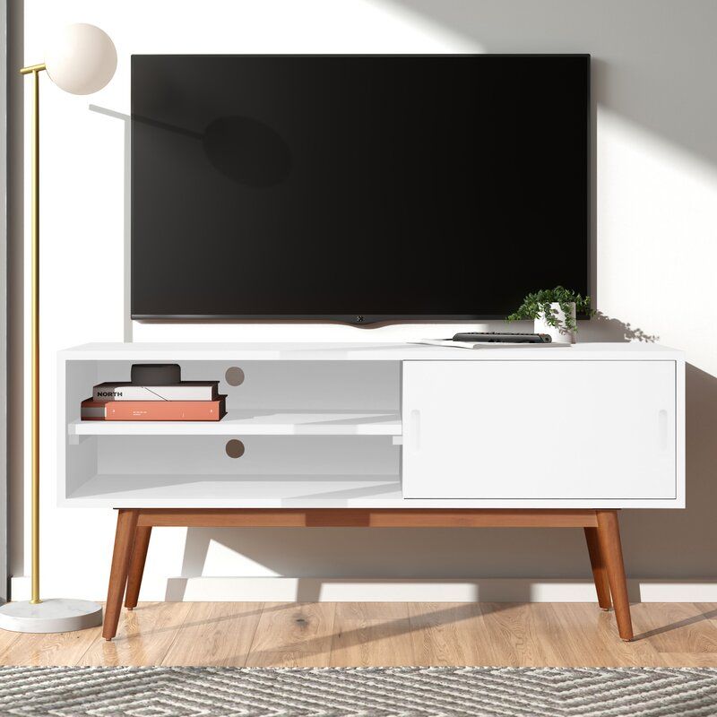Wilbur Solid Wood Tv Stand For Tvs Up To 50 Inches Throughout Modern Black Floor Glass Tv Stands For Tvs Up To 70 Inch (Photo 14 of 15)