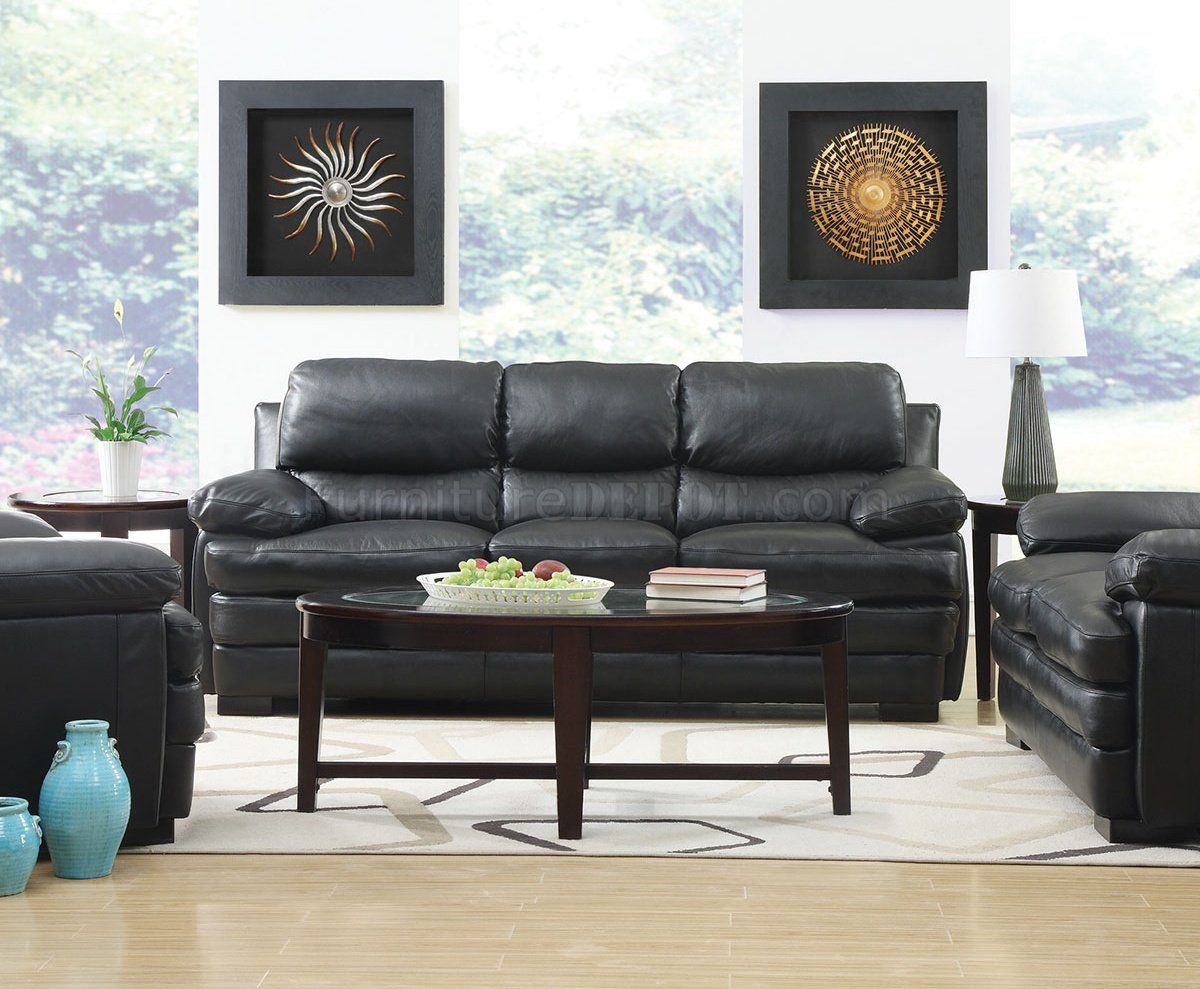 Wilton Sofa & Loveseat In Black Leather Match W/options For Wilton Fabric Sectional Sofas (View 11 of 15)