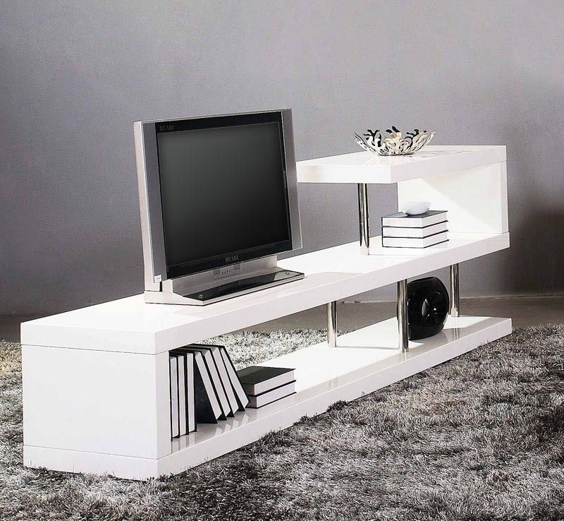 Win 5 Modern White Lacquer Tv Stand Entertainment Center In Unusual Tv Cabinets (View 3 of 15)