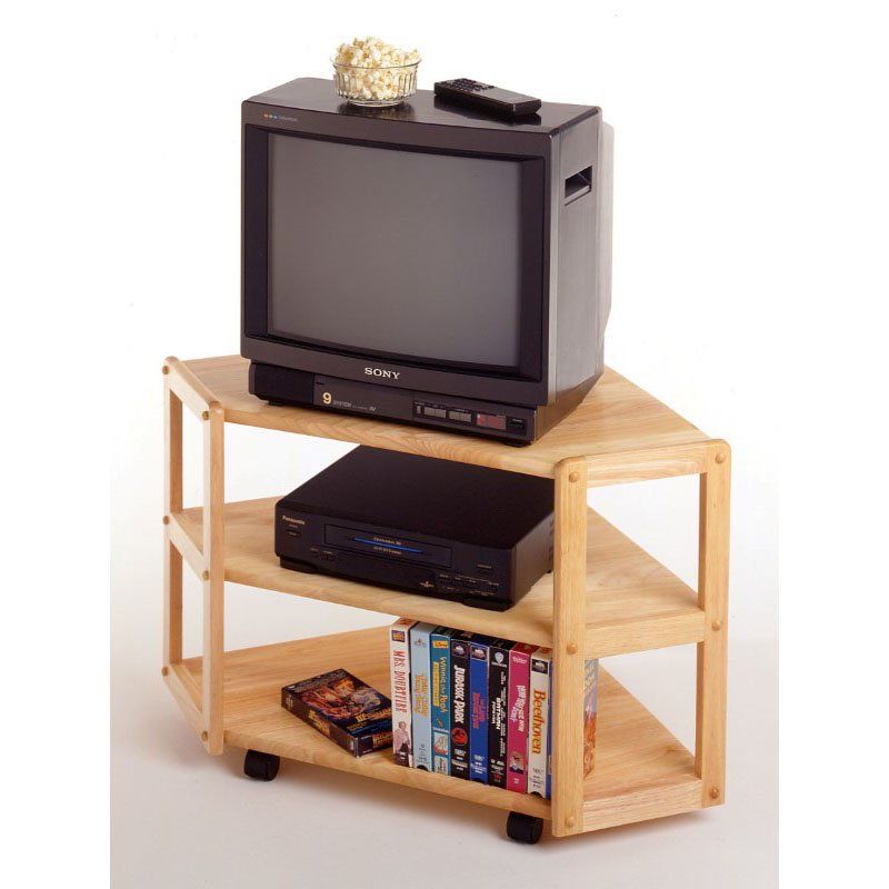 Winsome Wood Curved Corner Tv Stand In Beech In Compact Corner Tv Stands (View 1 of 15)