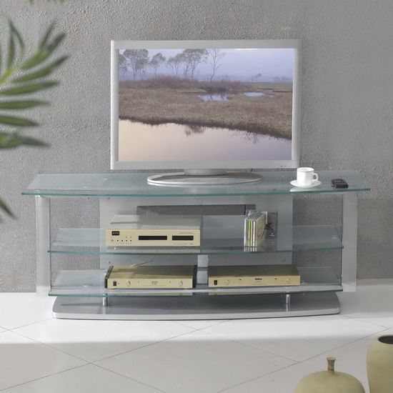 Wood Plasma Tv Stand Luna 48 Silver In Tv Stands Fwith Tv Mount Silver/black (View 11 of 15)