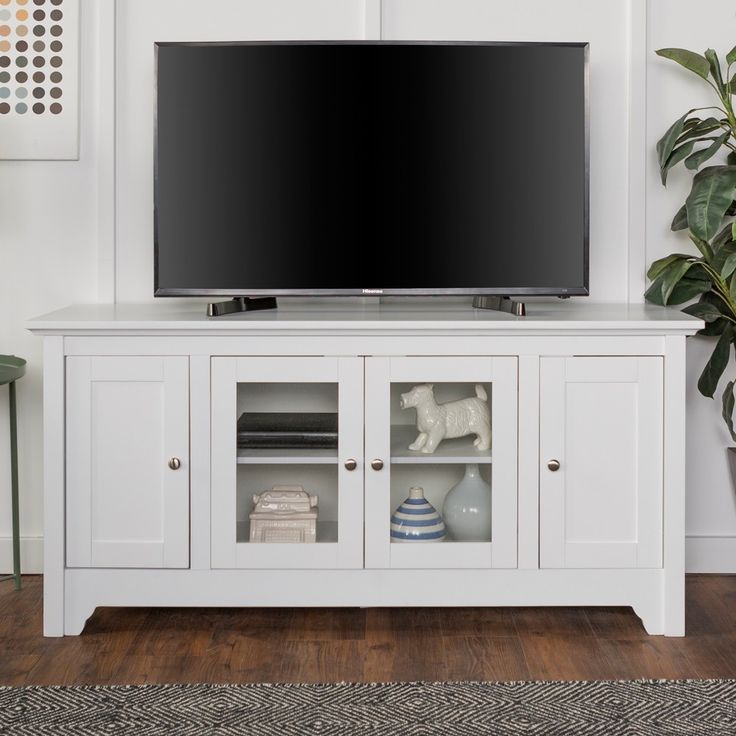 Wood Storage Console Tv Stand For Tvs Up To 58" White For Kamari Tv Stands For Tvs Up To 58" (View 11 of 15)