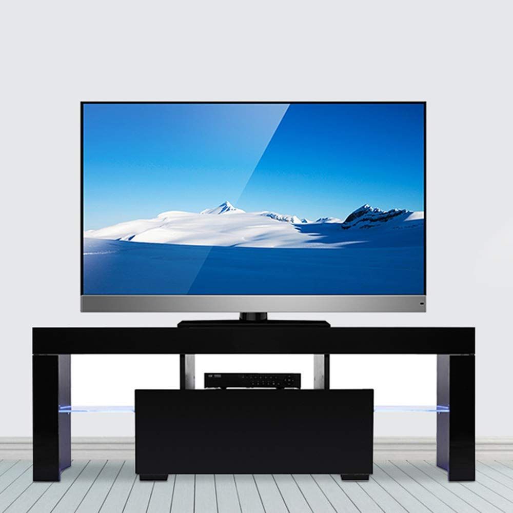 Wood Television Stand Modern Tv Stand Cabinet With Led Throughout 57'' Led Tv Stands Cabinet (Photo 4 of 15)