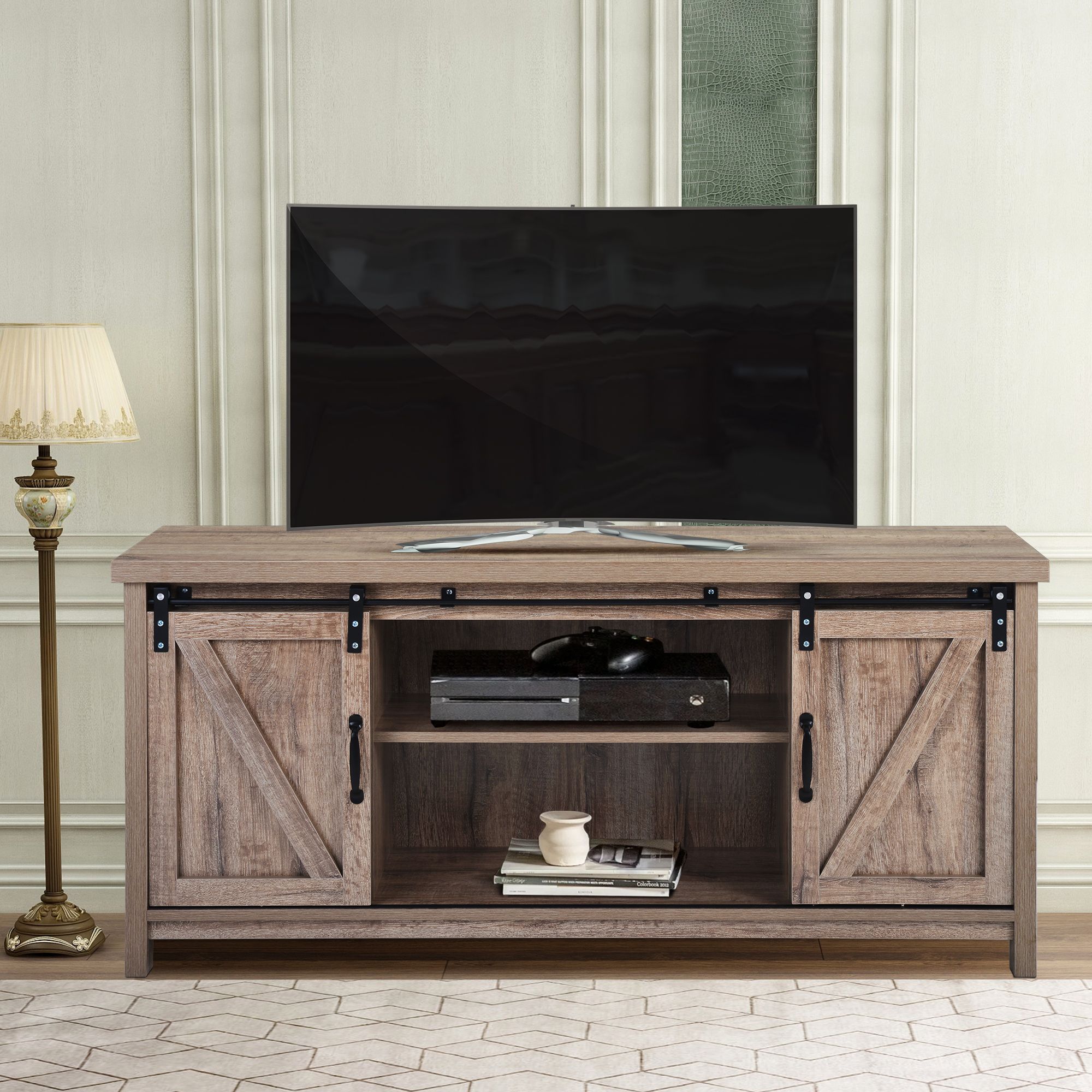 Wood Tv Stand, Modern Corner Tv Table Stands, Rustic Style Throughout Modern 2 Glass Door Corner Tv Stands (View 4 of 15)