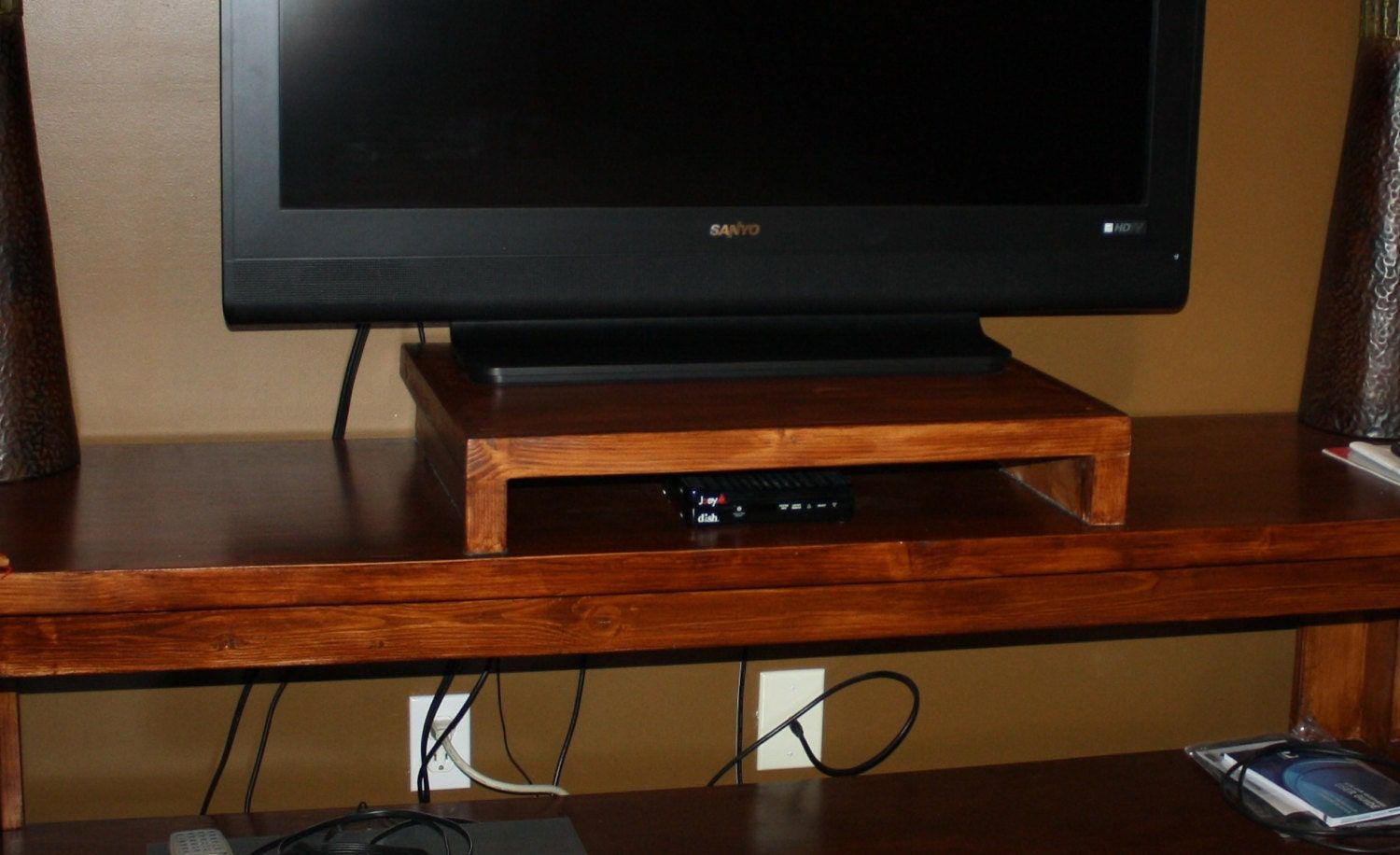 Wood Tv Stand Television Riser Flat Screen Tv Stand Dvr With Tv Riser Stand (View 14 of 15)