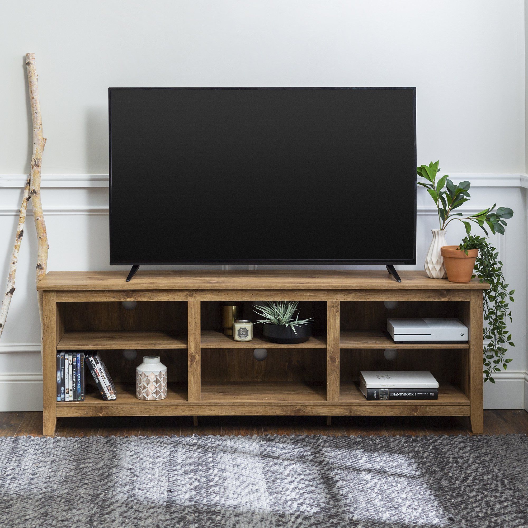 Woven Paths Open Storage Tv Stand For Tvs Up To 80 Regarding Woven Paths Open Storage Tv Stands With Multiple Finishes (View 3 of 15)