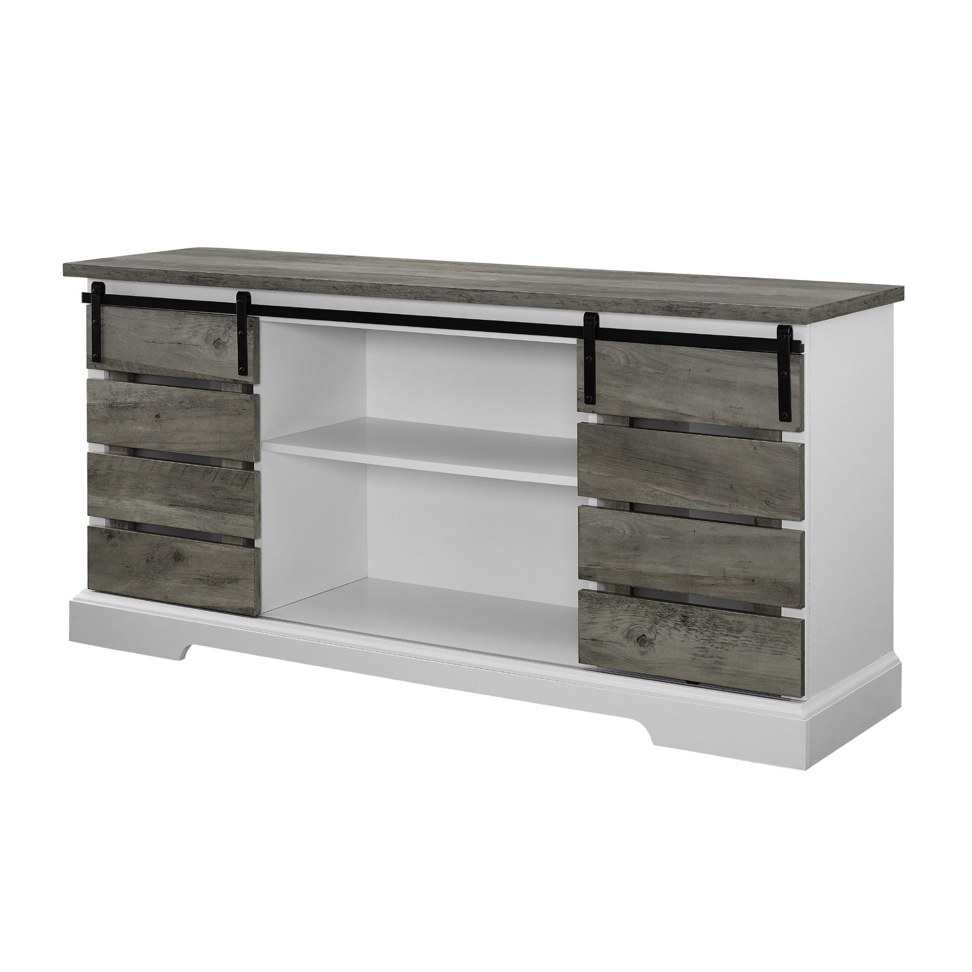 Woven Paths Sliding Slat Door Tv Stand For Tv's Up To 64 For Woven Paths Farmhouse Sliding Barn Door Tv Stands With Multiple Finishes (View 1 of 14)
