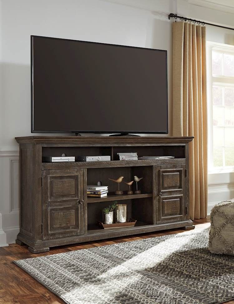 Wyndahl Rustic Brown Xl Tv Stand With Fireplace Option Within Brown Tv Stands (View 4 of 15)