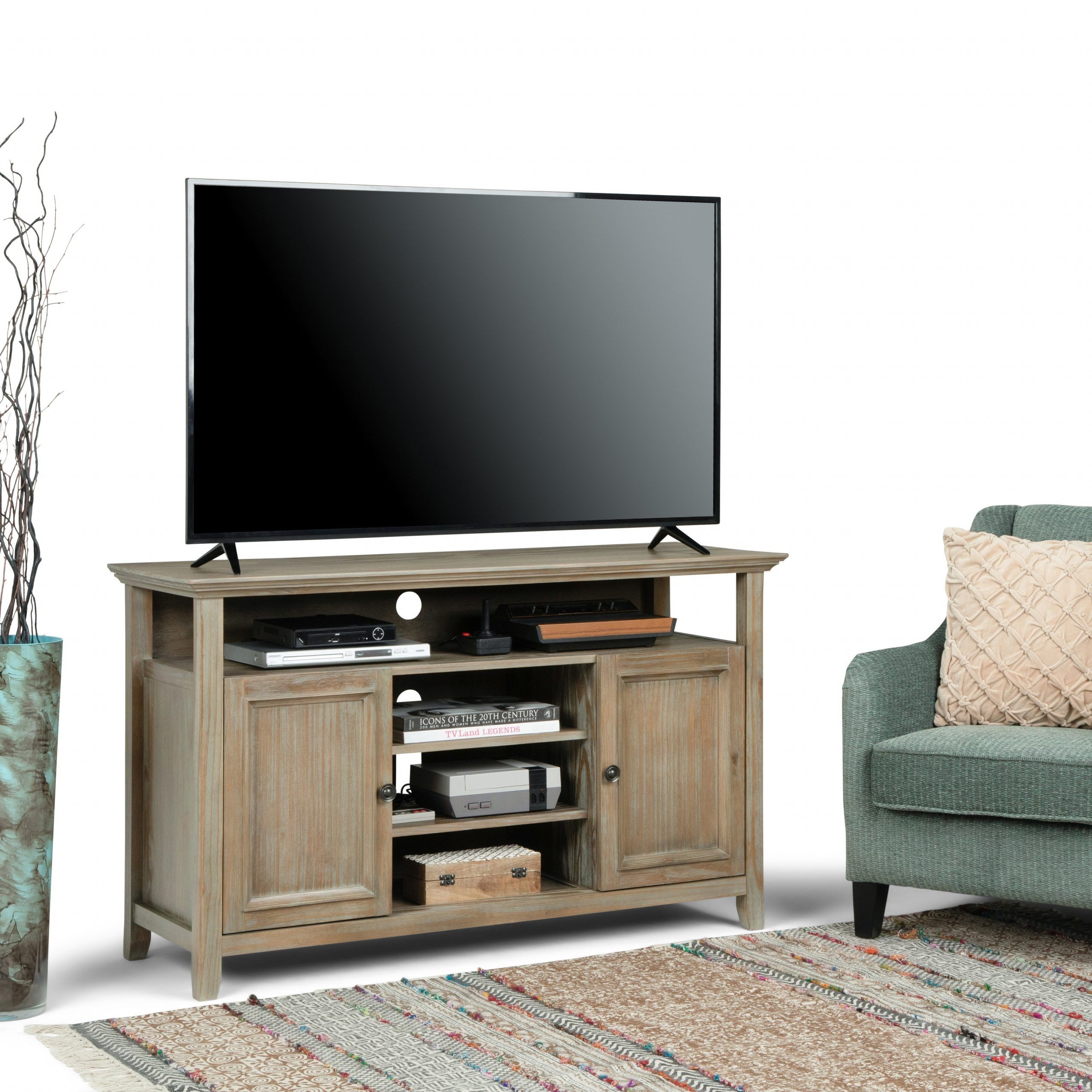 Wyndenhall Halifax Solid Wood 54 Inch Wide Transitional Tv For Giltner Solid Wood Tv Stands For Tvs Up To 65" (Photo 7 of 15)