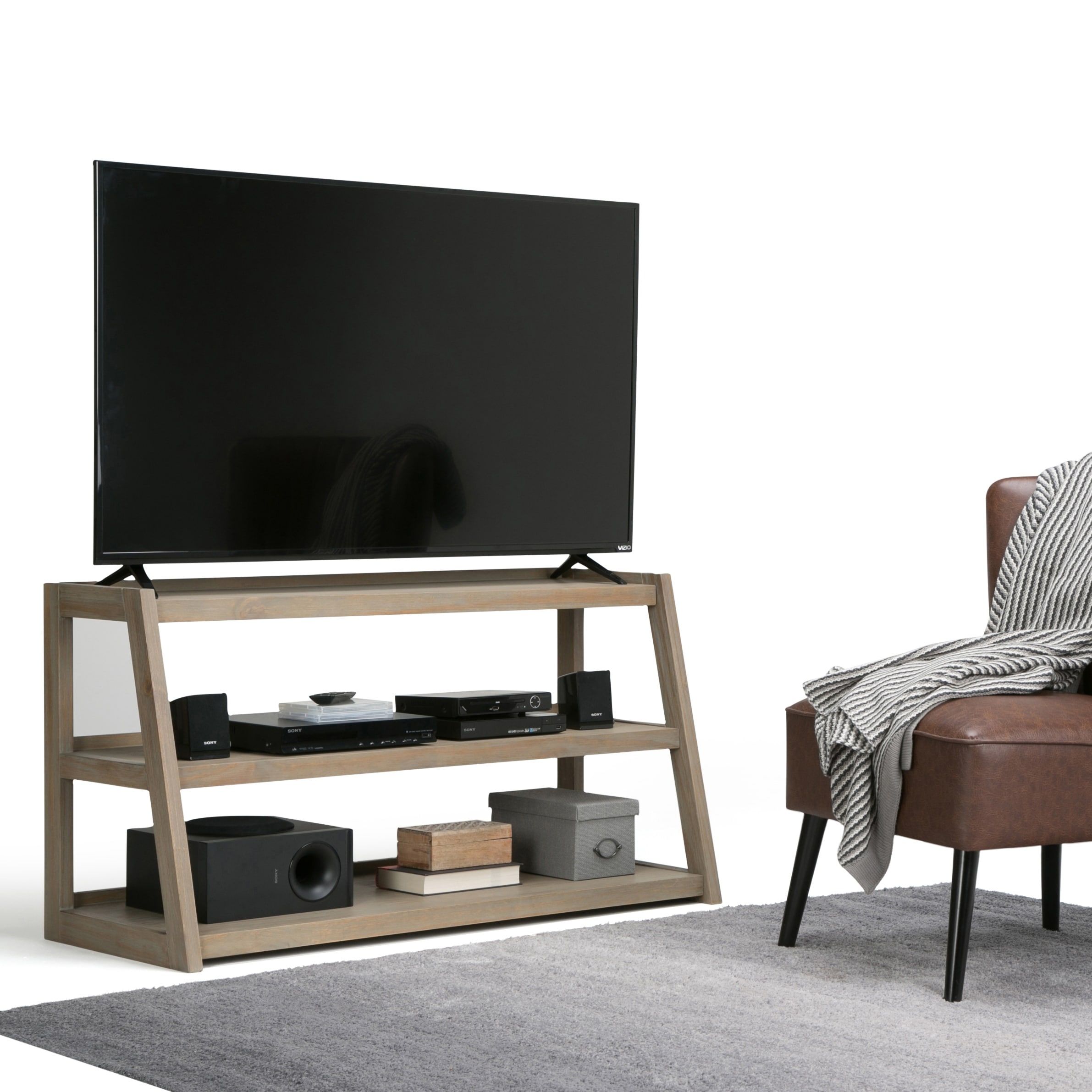 Wyndenhall Hawkins Solid Wood 48 Inch Wide Modern In Copen Wide Tv Stands (Photo 12 of 15)