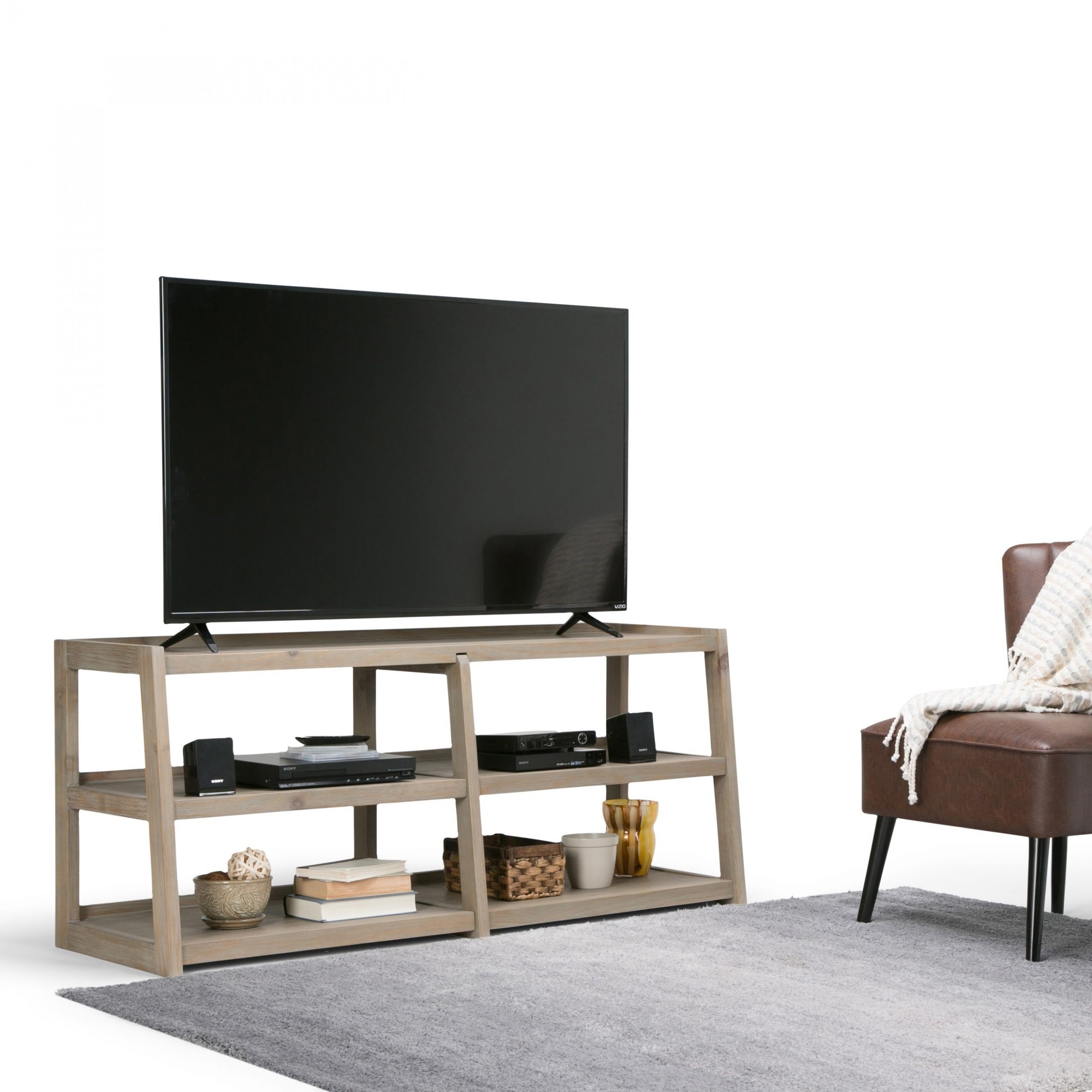 Wyndenhall Hawkins Solid Wood 60 Inch Wide Modern Throughout Industrial Tv Stands (View 7 of 15)