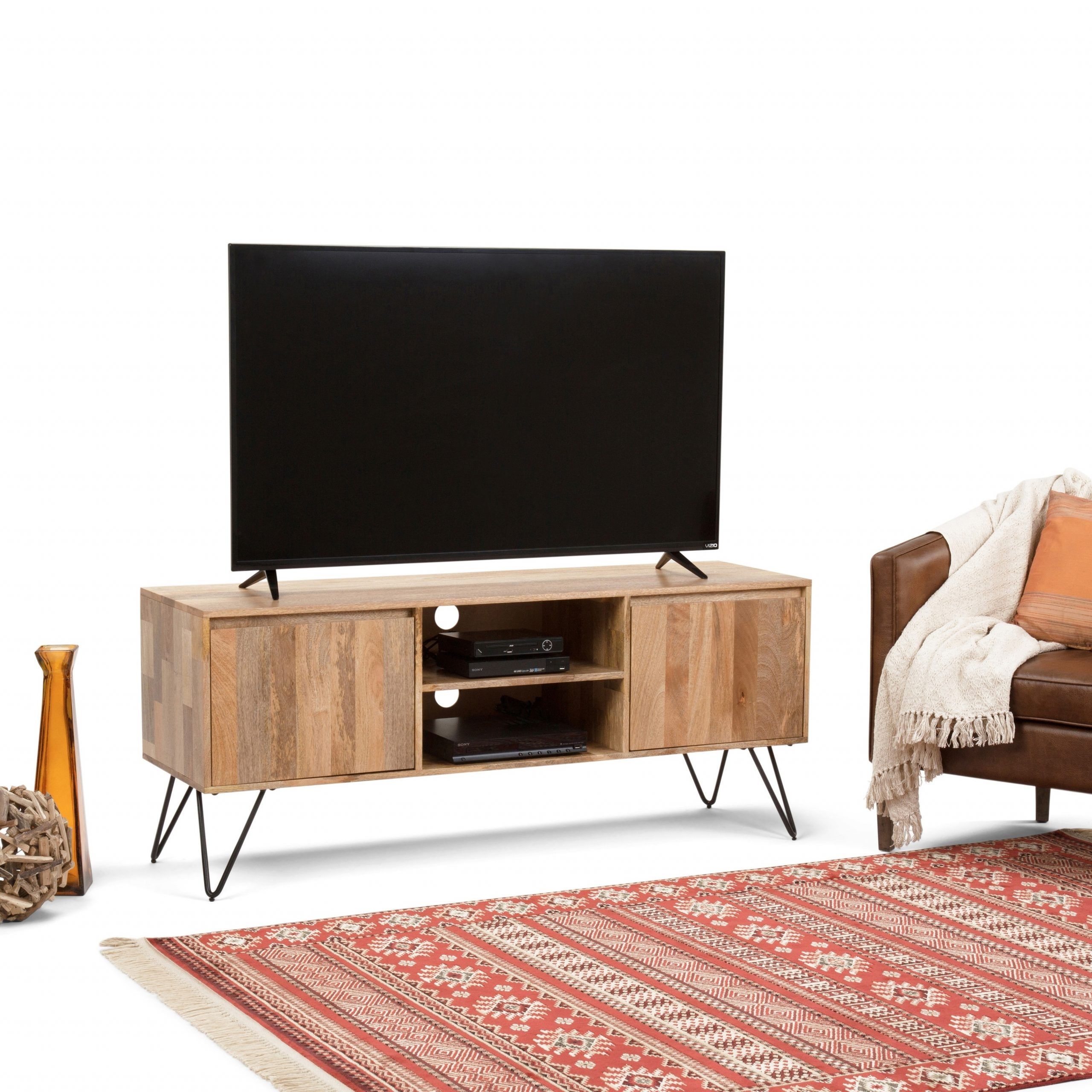 Wyndenhall Moreno Solid Mango Wood 60 Inch Wide Industrial With Greenwich Wide Tv Stands (View 12 of 15)