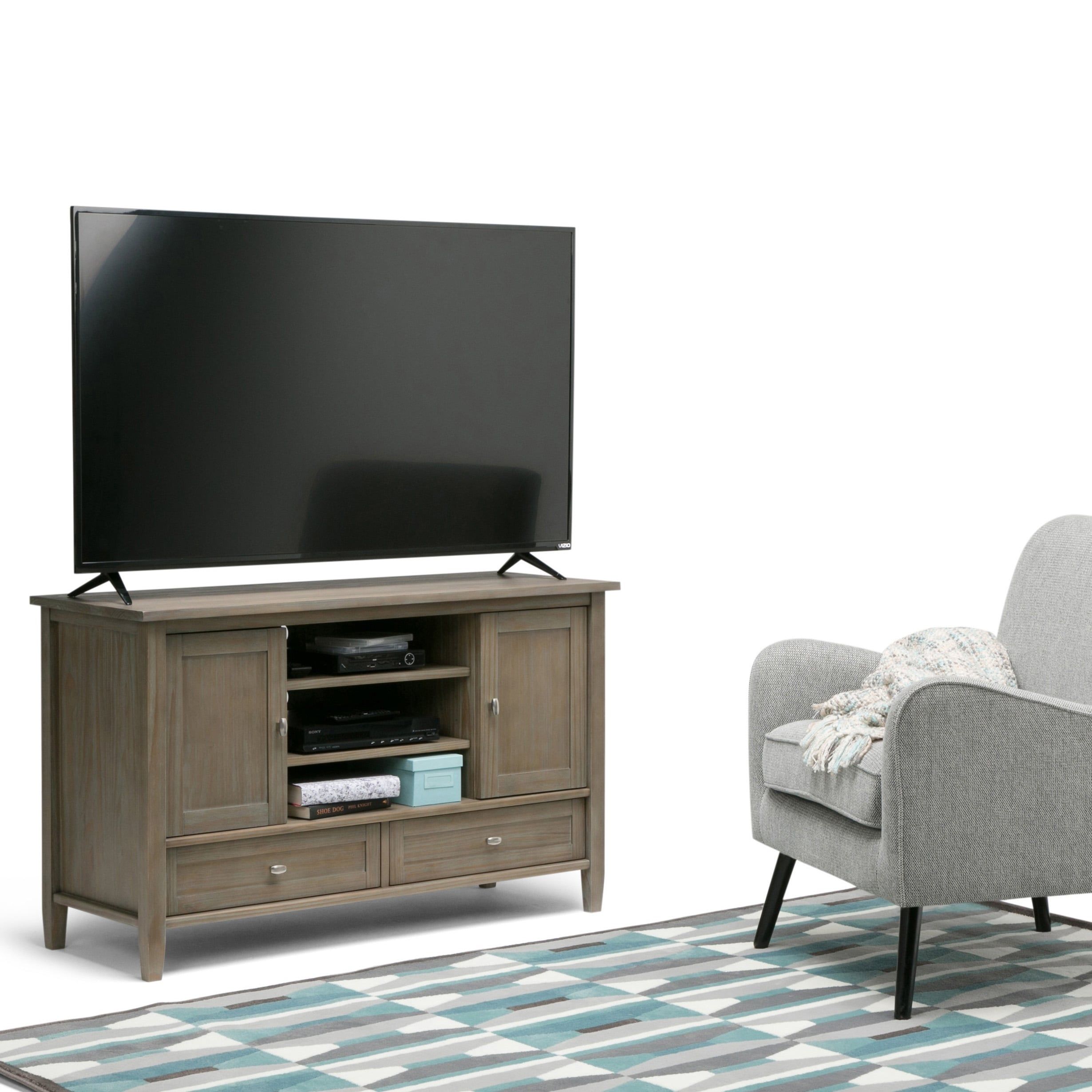Wyndenhall Norfolk Solid Wood 47 Inch Wide Rustic Tv Media Within Deco Wide Tv Stands (Photo 1 of 15)