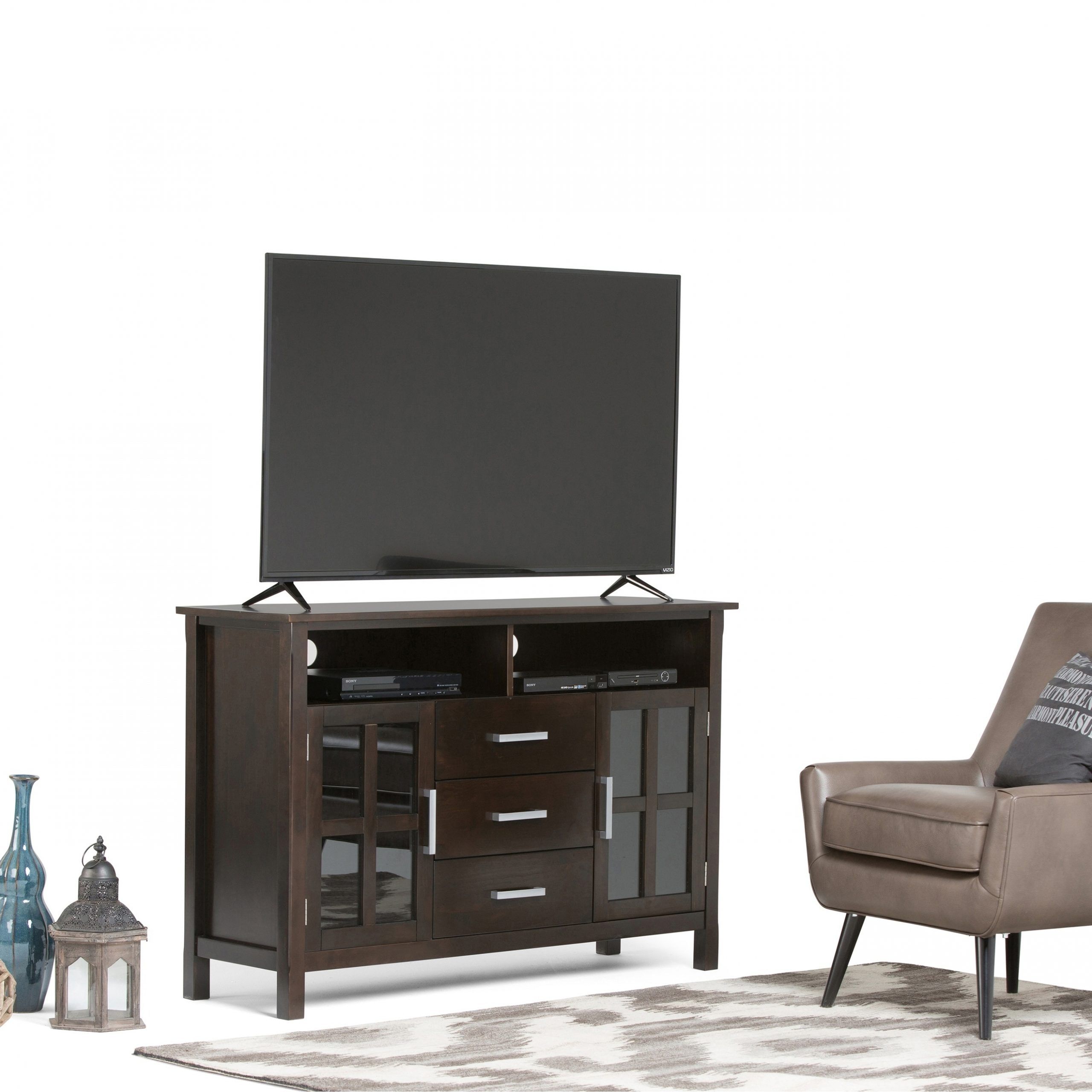 Wyndenhall Waterloo Solid Wood 53 Inch Wide Contemporary In Sahika Tv Stands For Tvs Up To 55&quot; (View 9 of 15)