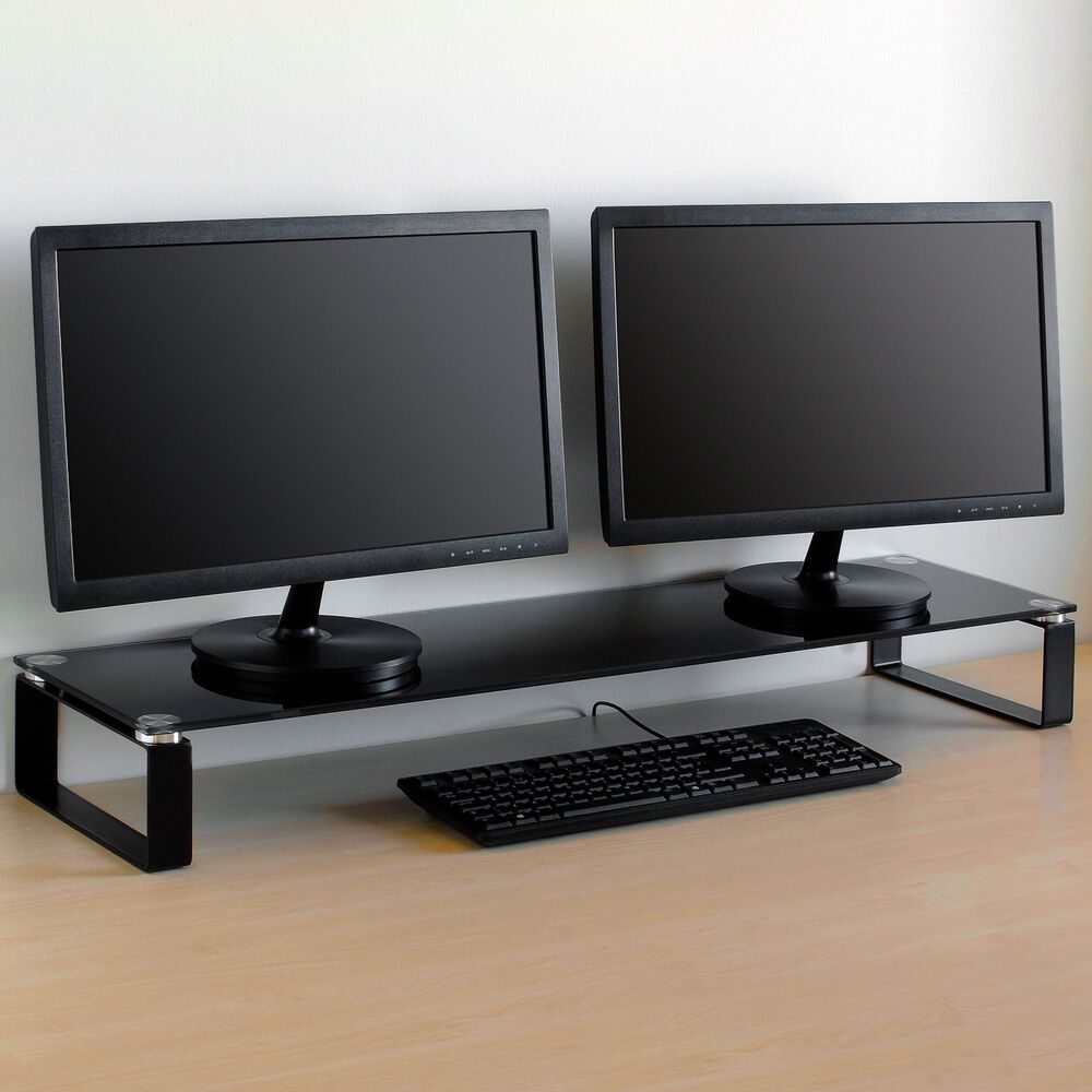 X Large Double/twin Monitor Riser Stand Pc/imac Screen Tv Pertaining To Tv Riser Stand (View 5 of 15)
