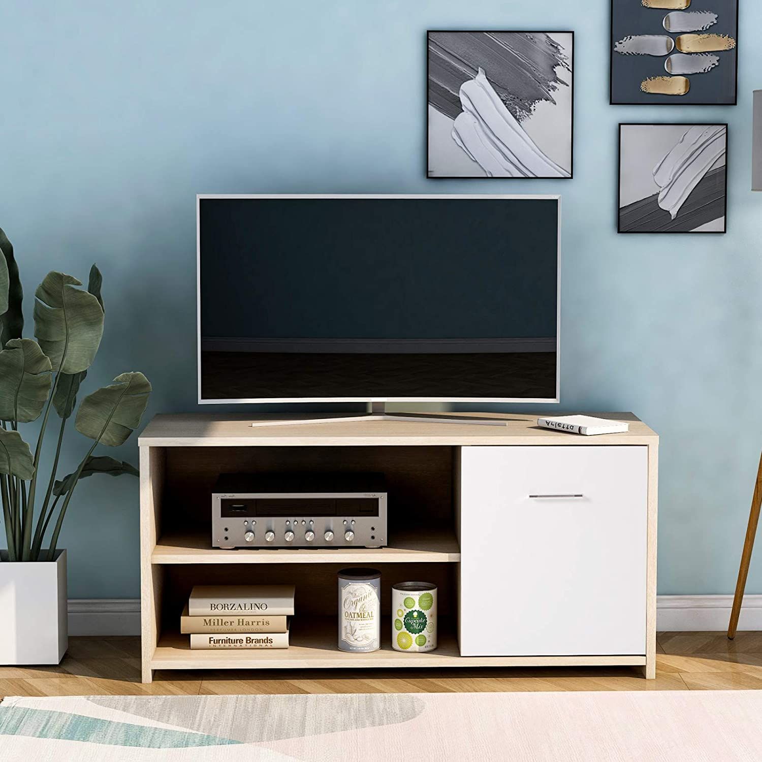 Xueliee Modern Tv Unit Tv Cabinets With Shelving 100cm In Tv Unit 100cm (Photo 2 of 15)