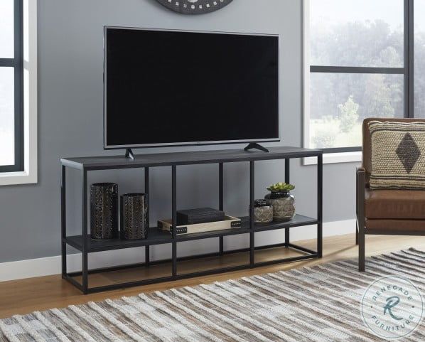 Yarlow Black 65" Small Tv Stand From Ashley | Coleman Inside Small Black Tv Cabinets (Photo 10 of 15)